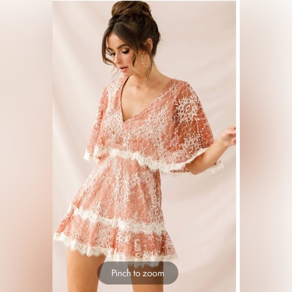 NWT Selfie Leslie Blush Pink Lace Mini Dress